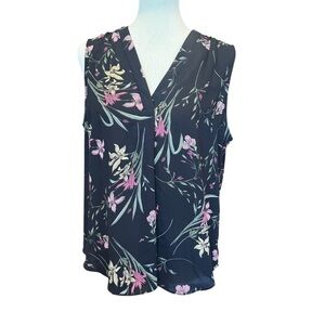Floral Sleeveless Women's Top - Black